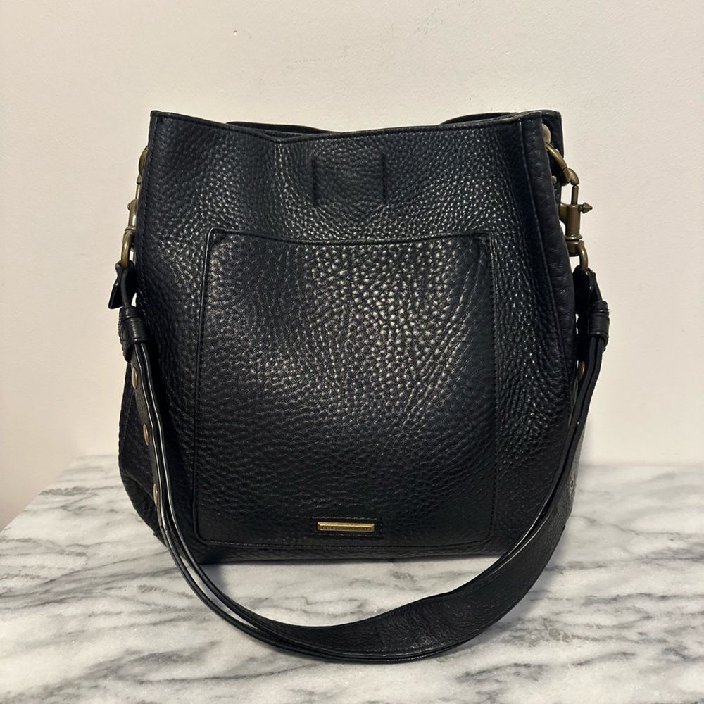 Rebecca Minkoff Black pebble Leather Darren hobo brass hardware women’s handbag